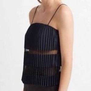 Club Monaco Sunburst Pleated Tank in Chemise (Navy) NWT